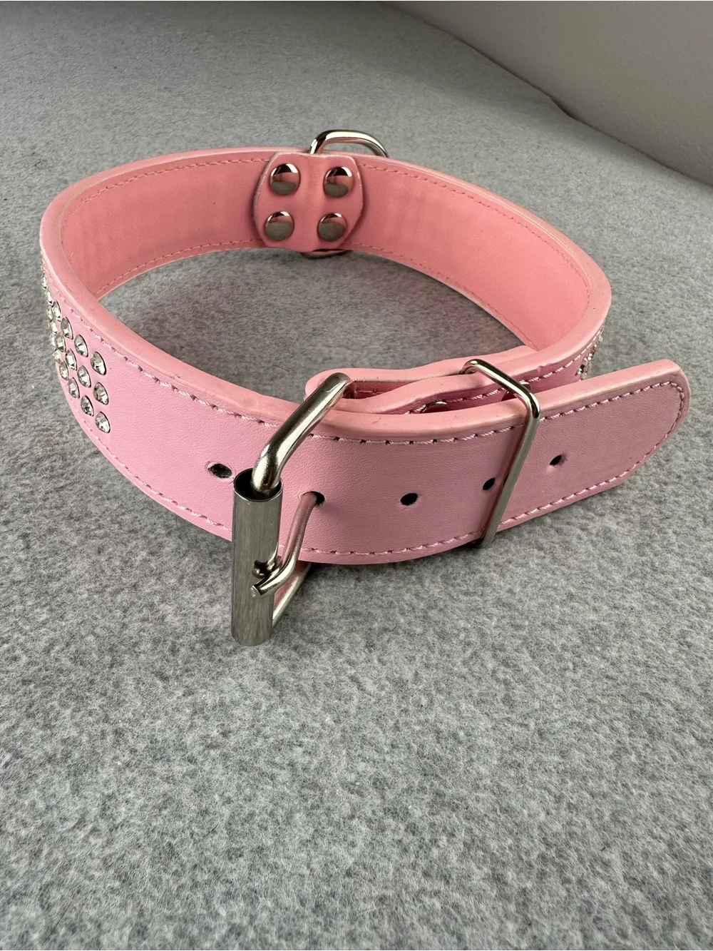 Bling Rhinestone Pink Dog Collar Adjustable